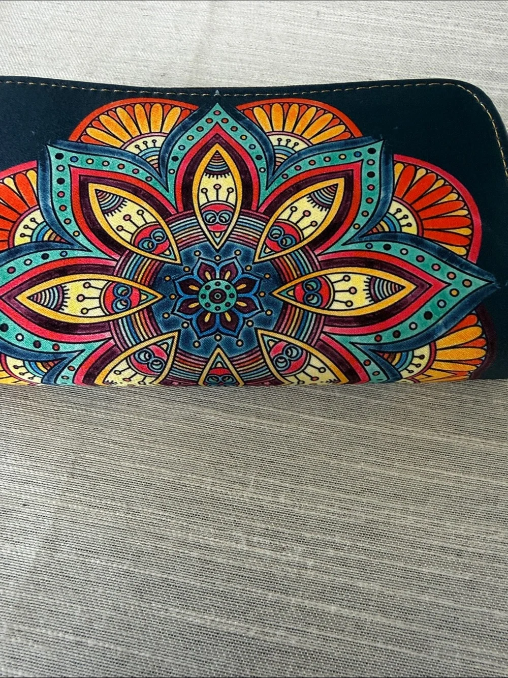 CHULA Navy Mandala Zip Wallet with Multicolor Print